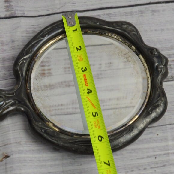 Antique Art Nouveau Flowing Hair Woman Victorian Silver Plate Vanity Hand Mirror - Picture 5 of 11